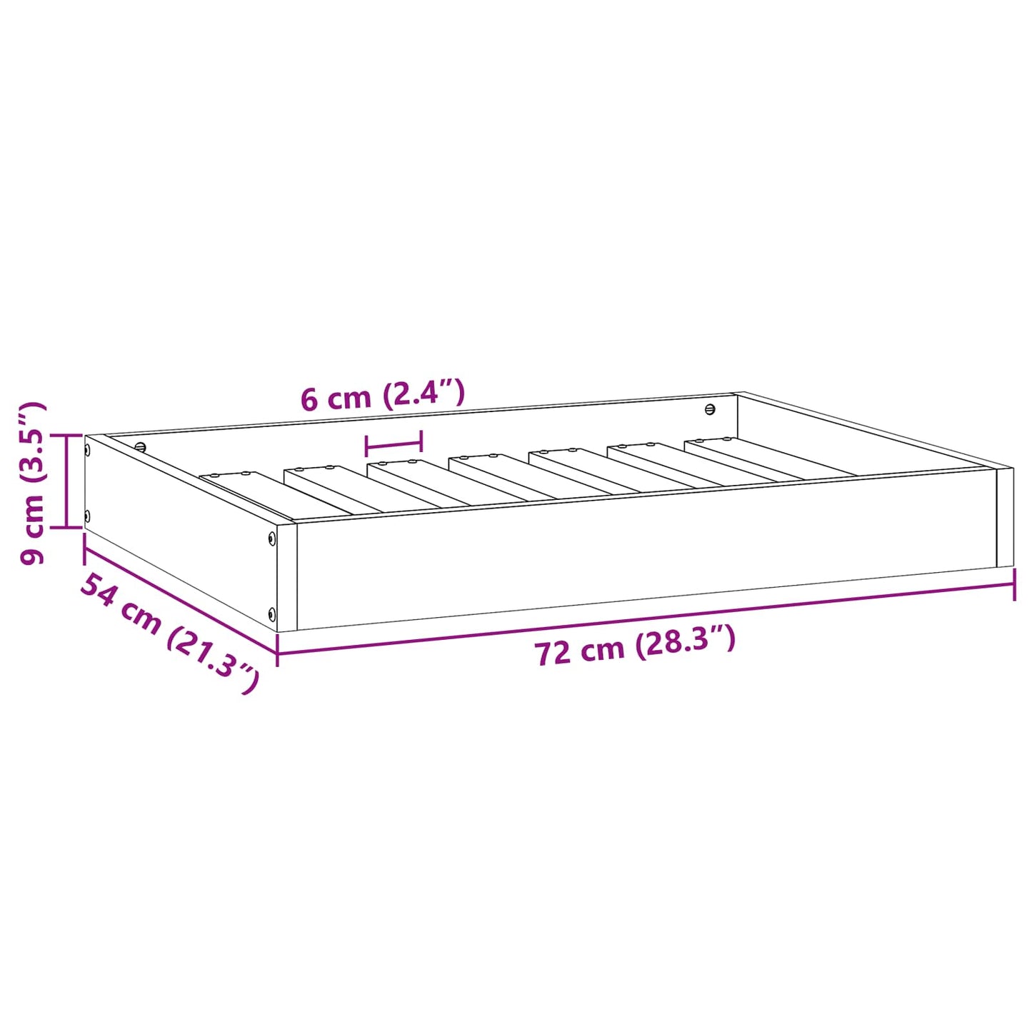 Hondenbed Wasbruin 72 x 54 x 9 cm Massief Vurenhout