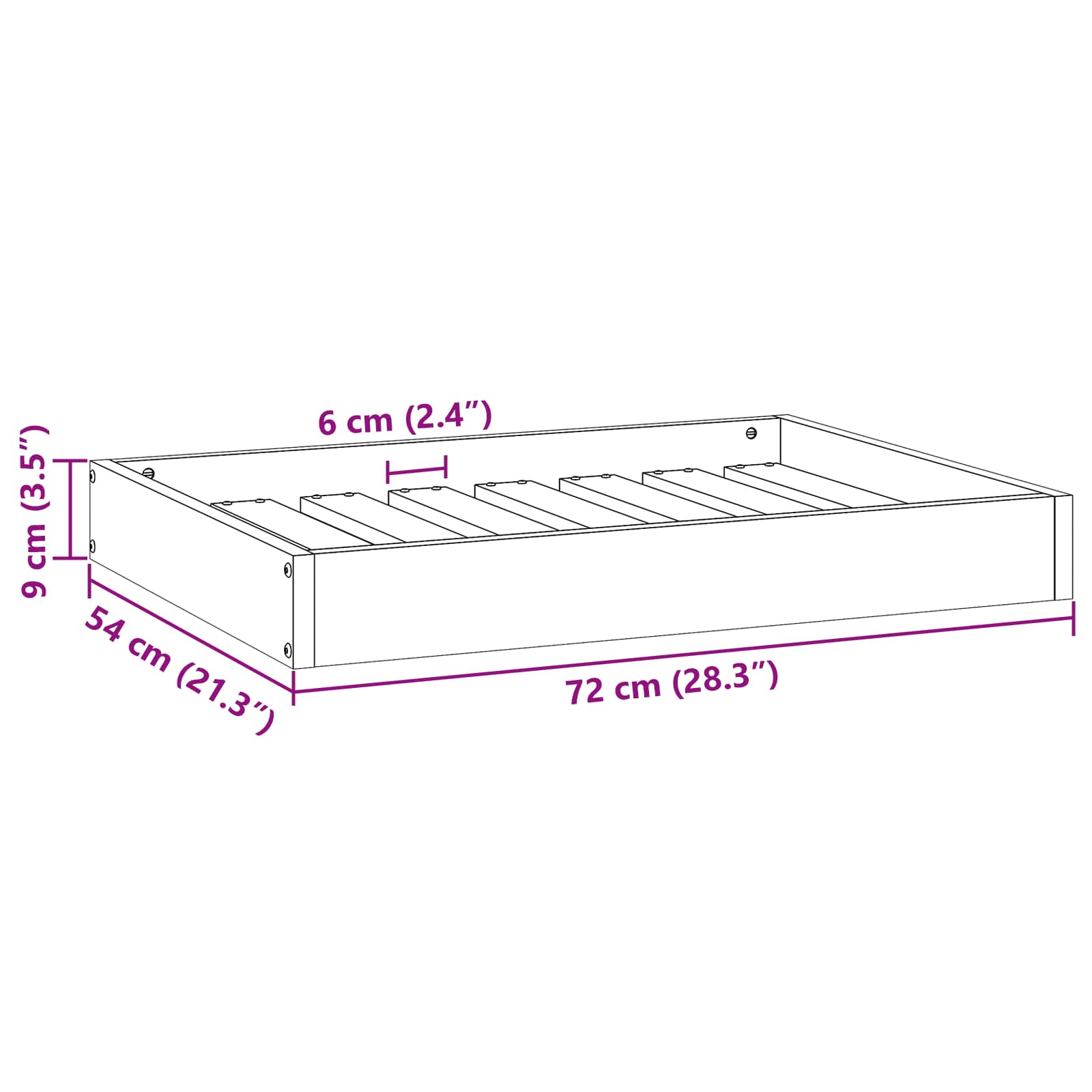 Hondenbed Wasbruin 72 x 54 x 9 cm Massief Vurenhout