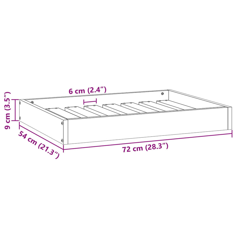 Hondenbed Wasbruin 72 x 54 x 9 cm Massief Vurenhout