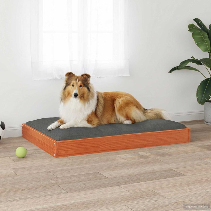 Hondenbed Wasbruin 92 x 64 x 9 cm Massief Vurenhout