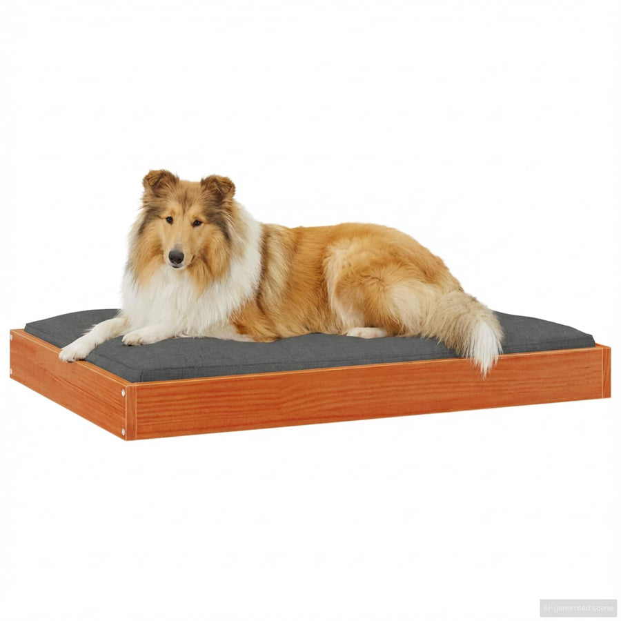 Hondenbed Wasbruin 92 x 64 x 9 cm Massief Vurenhout