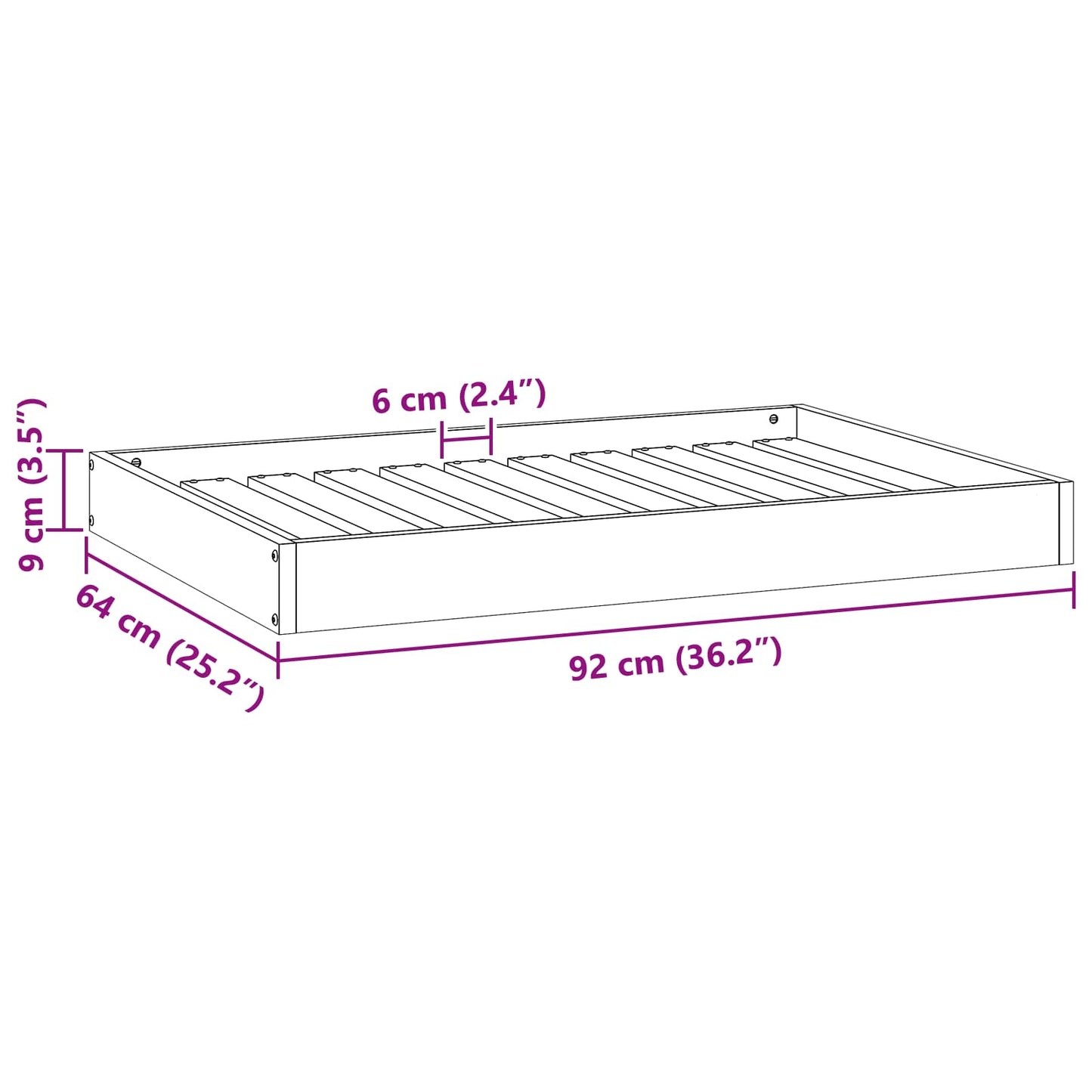 Hondenbed Wasbruin 92 x 64 x 9 cm Massief Vurenhout