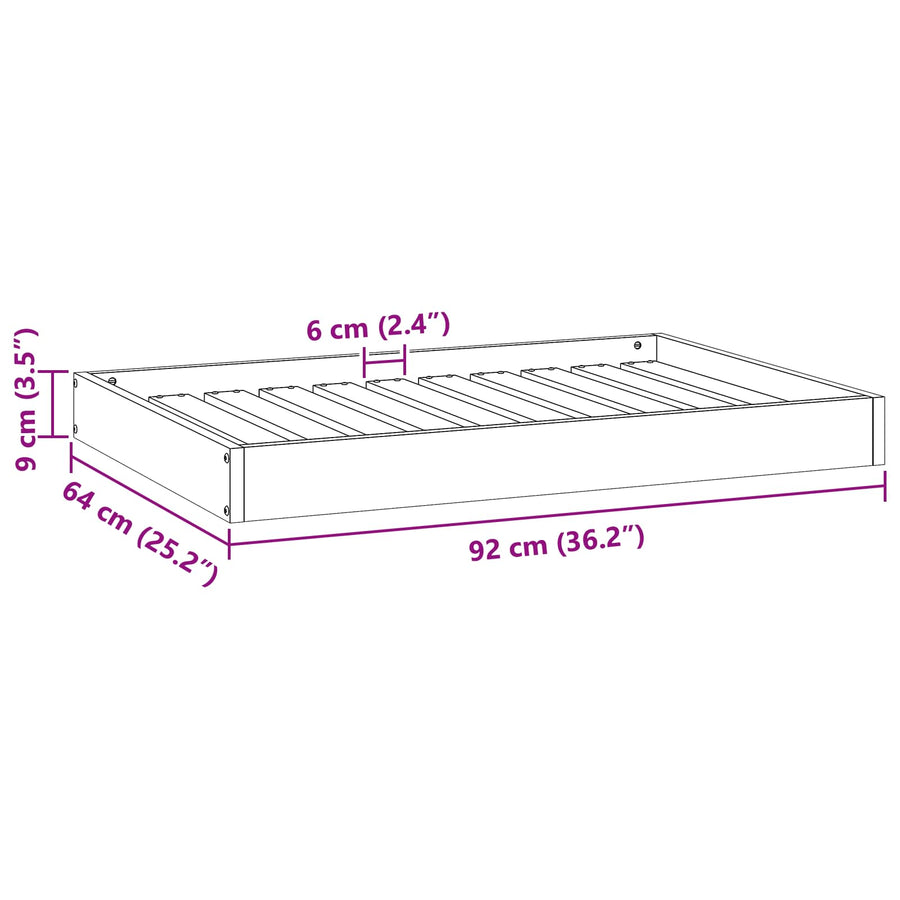 Hondenbed Wasbruin 92 x 64 x 9 cm Massief Vurenhout