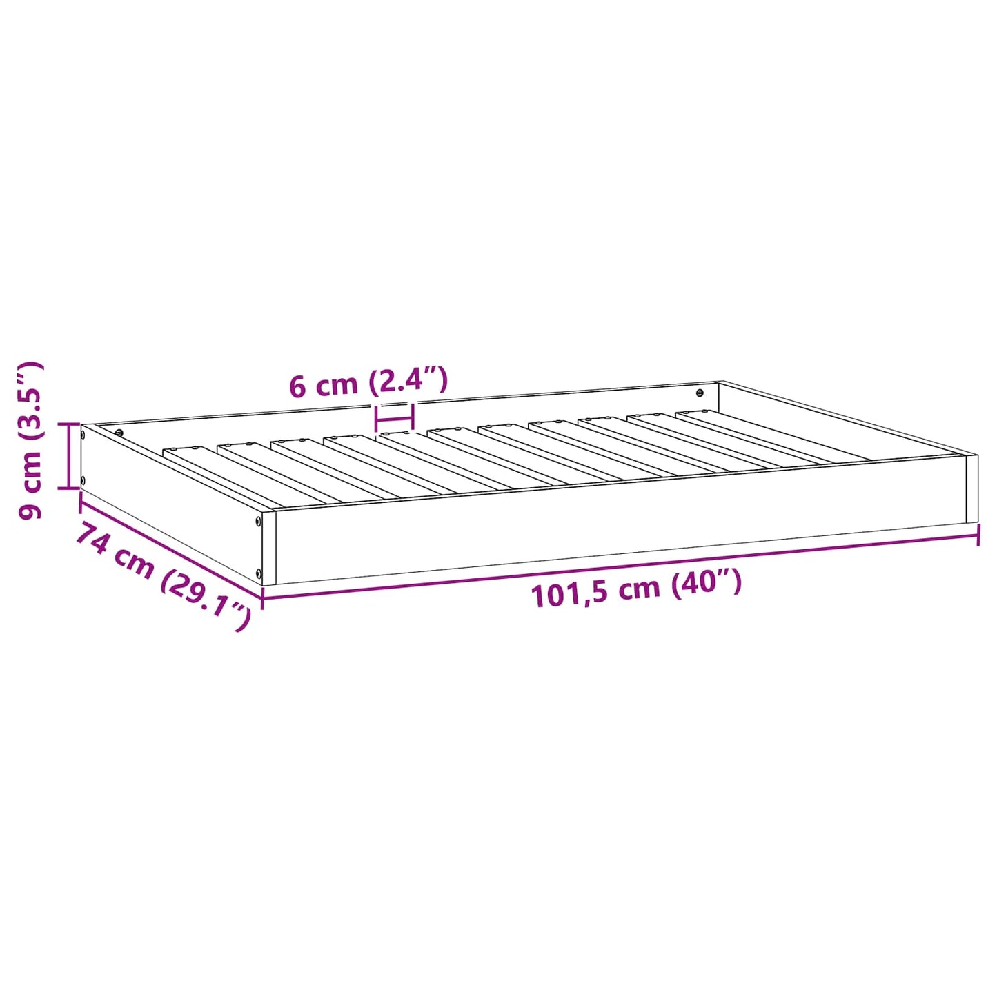 Hondenbed Wasbruin 101,5 x 74 x 9 cm Massief Vurenhout
