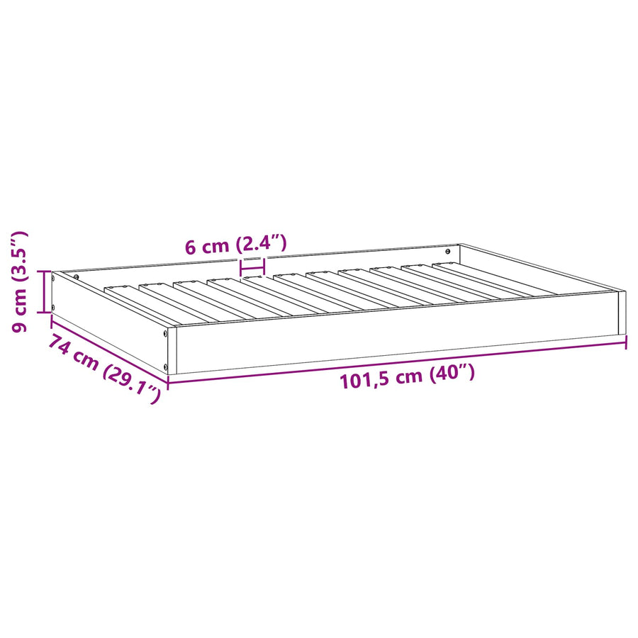 Hondenbed Wasbruin 101,5 x 74 x 9 cm Massief Vurenhout