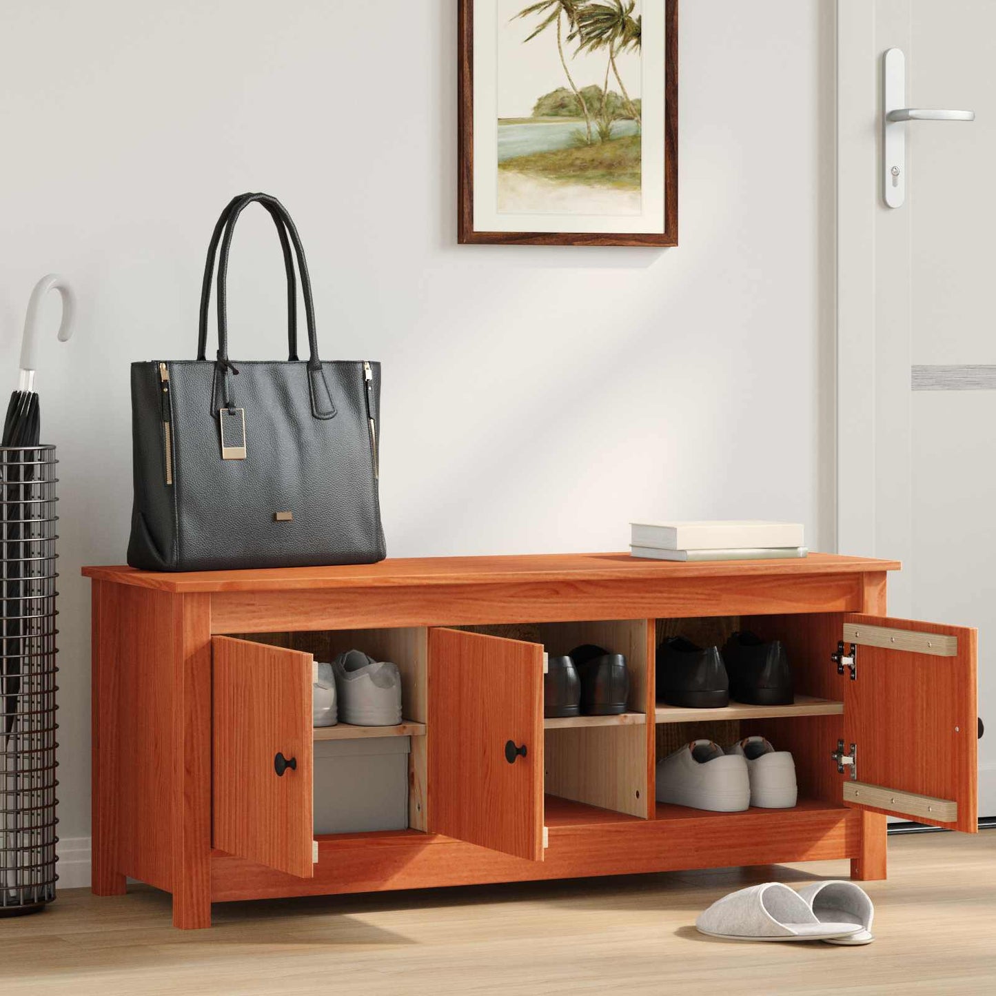 Schoenenkast Wasbruin 110 x 38 x 45,5 cm Massief grenenhout