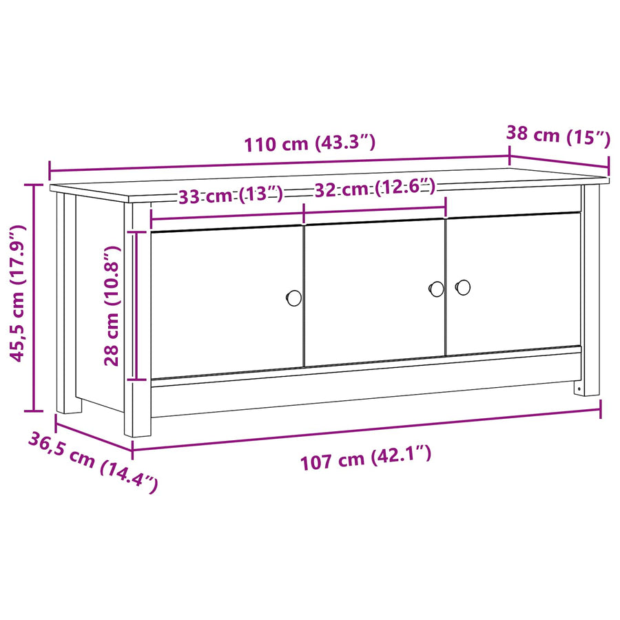 Schoenenkast Wasbruin 110 x 38 x 45,5 cm Massief grenenhout