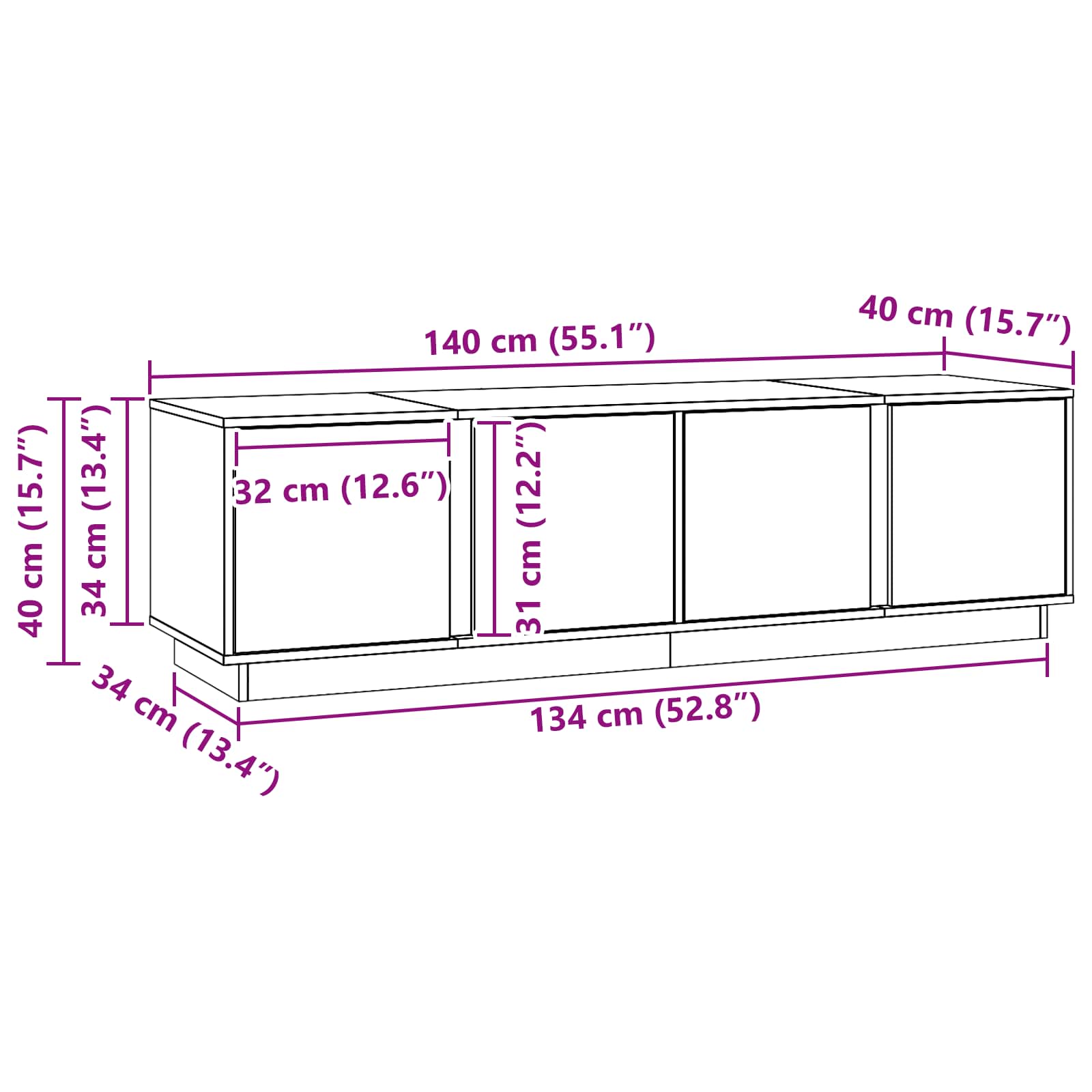 TV-kast Waskleur Bruin 140 x 40 x 40 cm Massief grenenhout