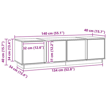TV-kast Waskleur Bruin 140 x 40 x 40 cm Massief grenenhout