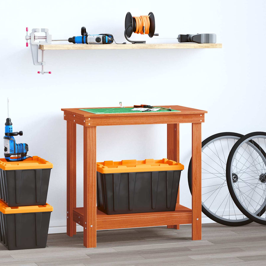 Werkbank met plank Wasbruin 80 x 50 x 80 cm Massief grenenhout