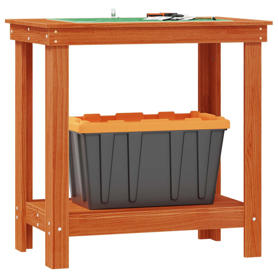 Werkbank met plank Wasbruin 80 x 50 x 80 cm Massief grenenhout