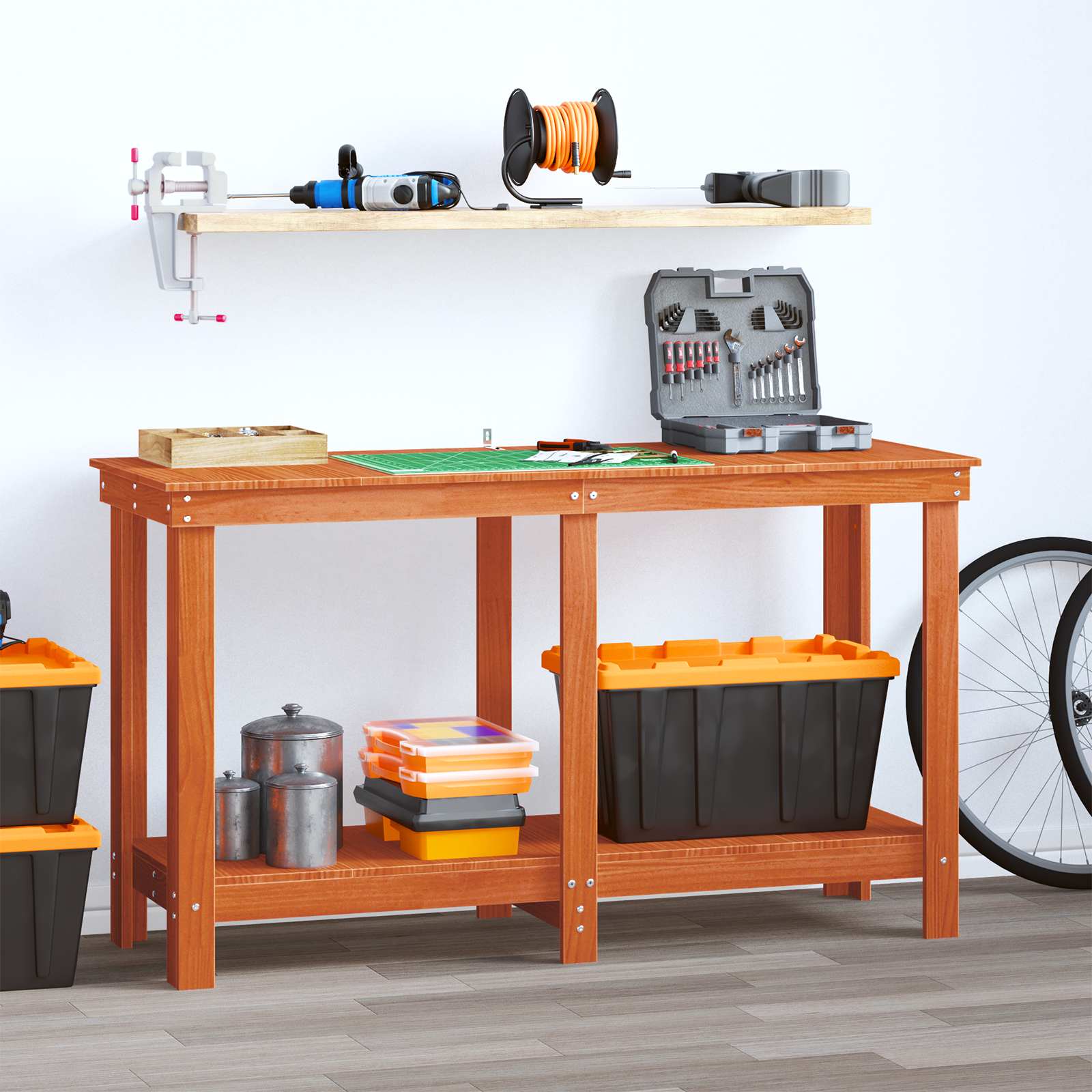 Werkbank Waskleur Bruin 140 x 50 x 80 cm Massief grenenhout