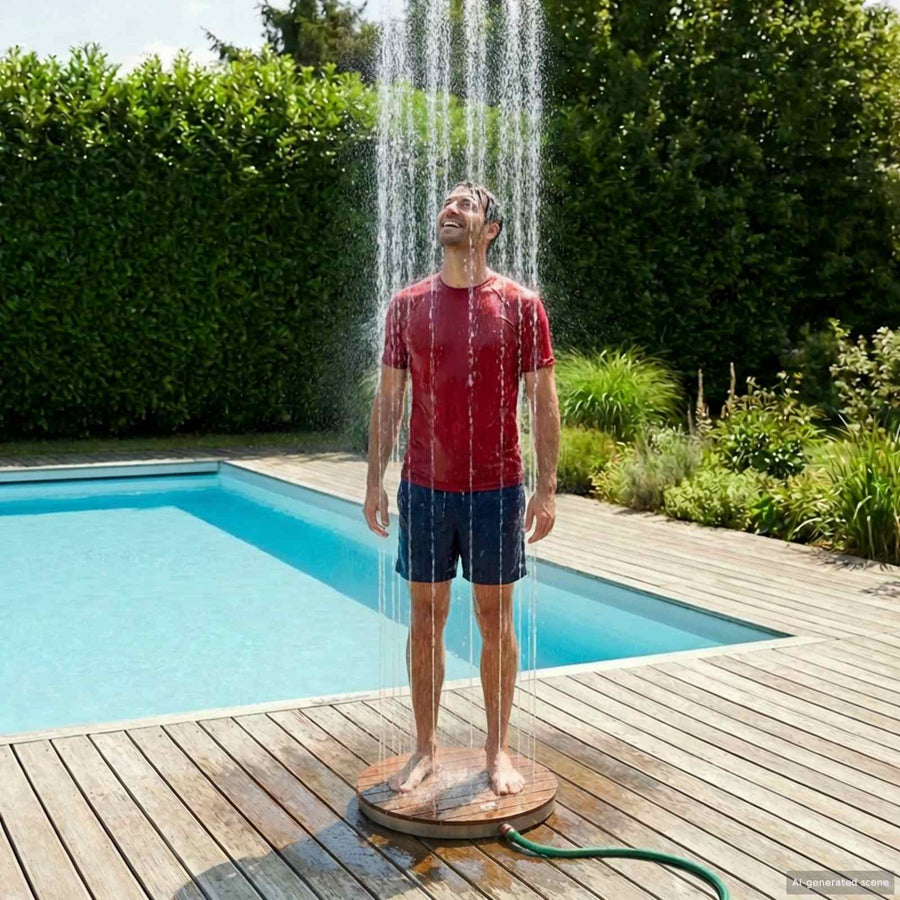 Tuin vloershower WPC en RVS 201 Bruin