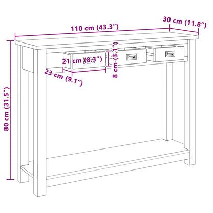 Wandtafel Naturel 110 x 30 x 80 cm Massief Teakhout