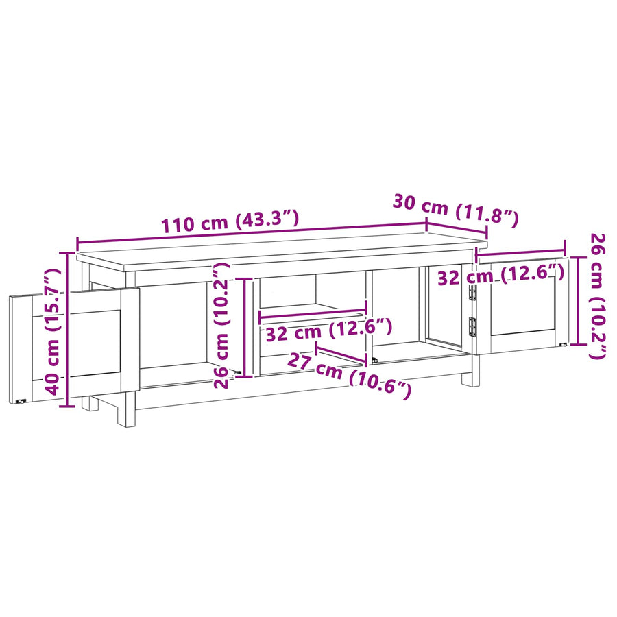 Tv-meubel 110 x 30 x 40 cm Naturel Massief Teakhout