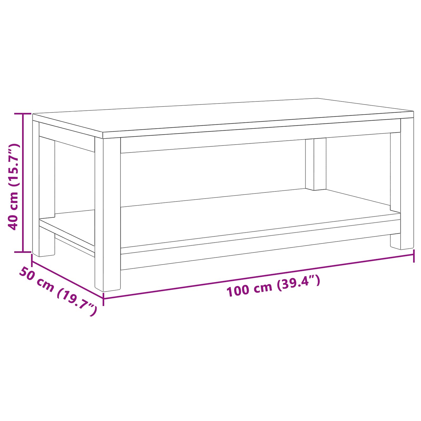 Salontafel Naturel 100 x 50 x 40 cm Massief Teakhout