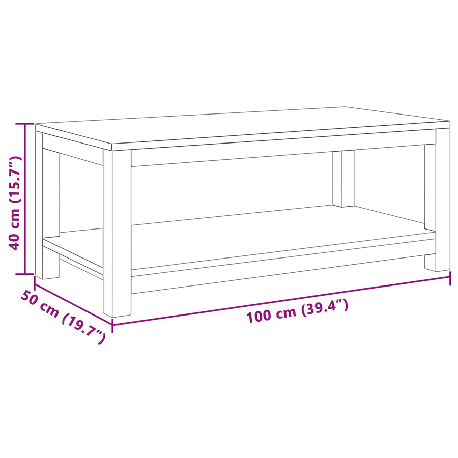 Salontafel Naturel 100 x 50 x 40 cm Massief Teakhout