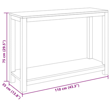 Wandtafel Naturel 110 x 35 x 75 cm Massief Teakhout