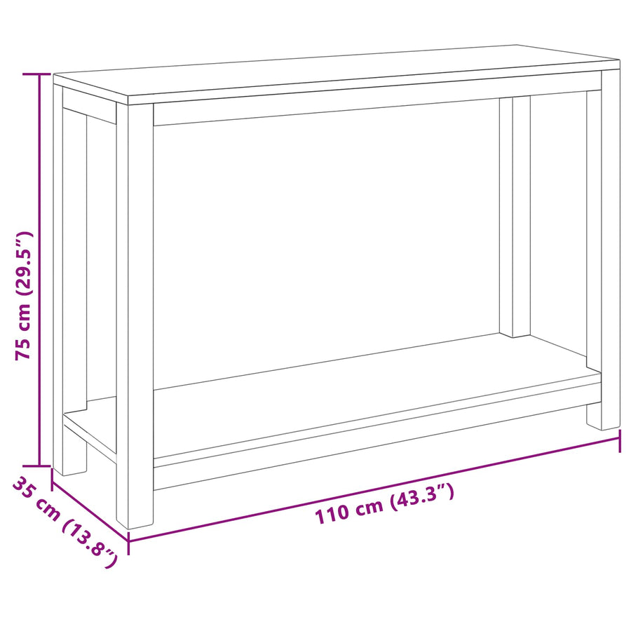 Wandtafel Naturel 110 x 35 x 75 cm Massief Teakhout