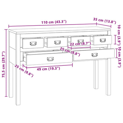 Dressoir Naturel 110 x 35 x 75,5 cm Massief Teakhout