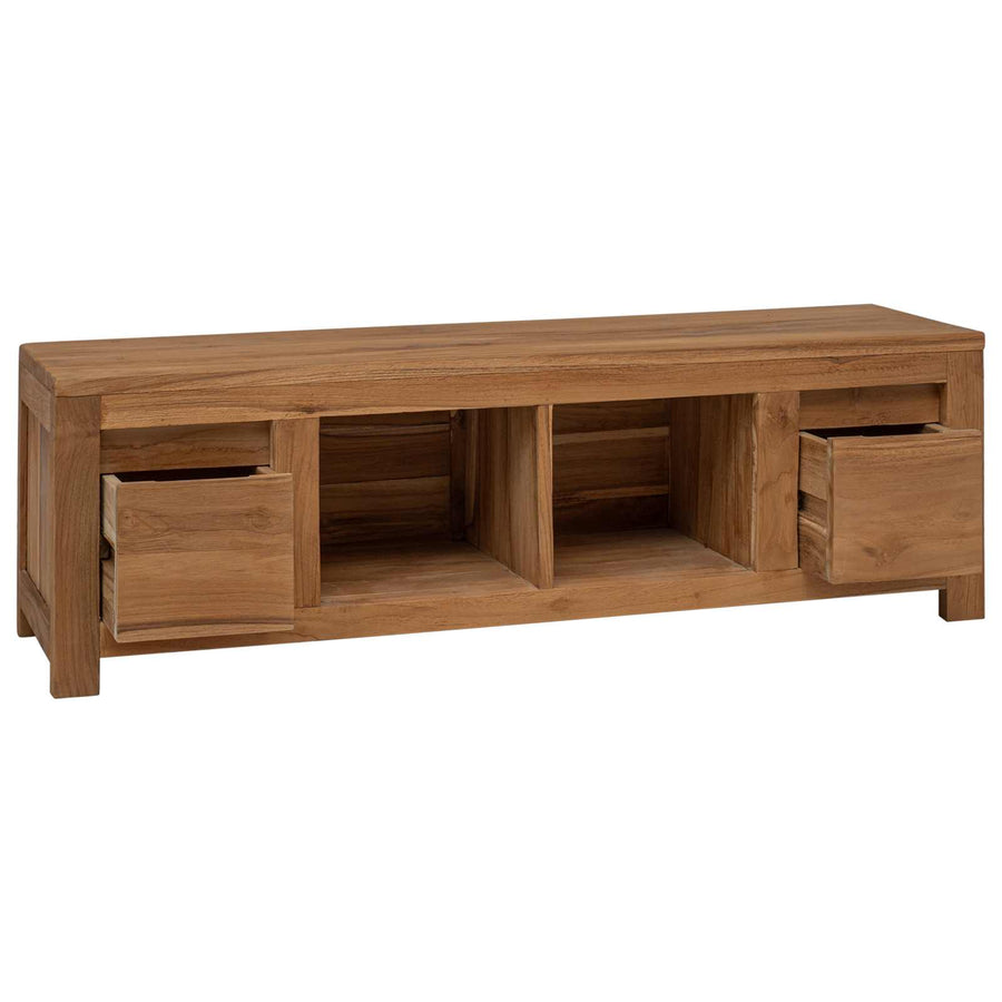 TV-kast 110 x 30 x 35 cm Naturel Massief Teakhout