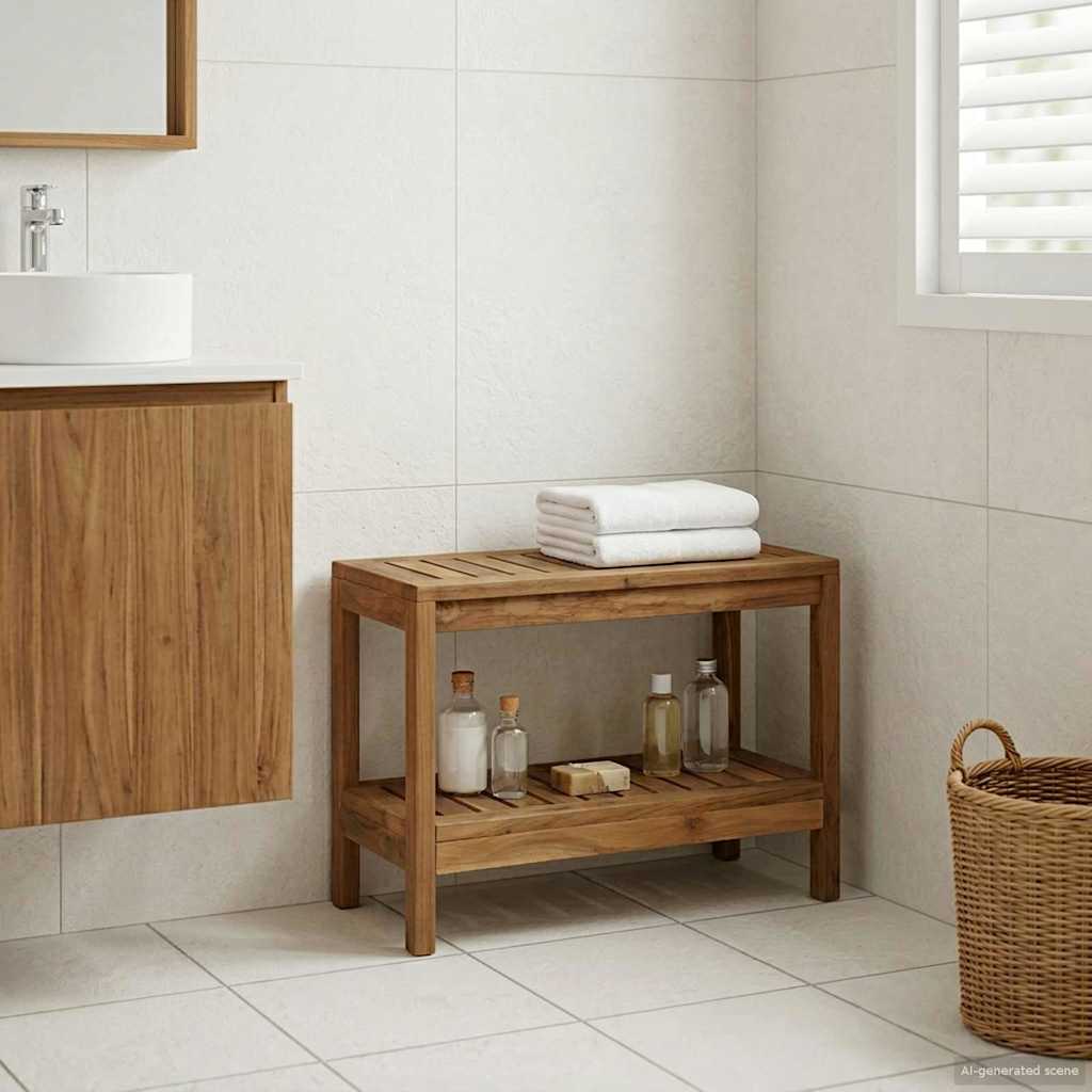 Badkamer Zijtafel Naturel 60 x 30 x 45 cm Massief Teakhout