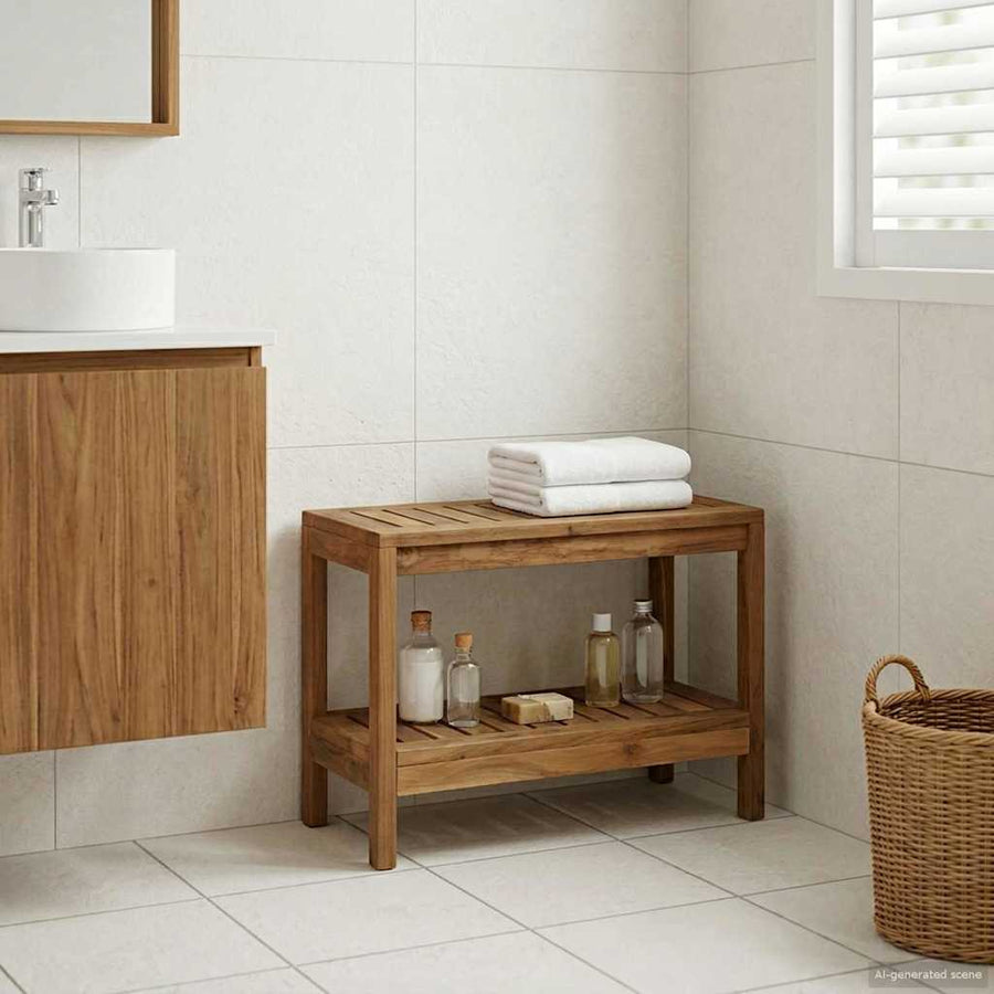 Badkamer Zijtafel Naturel 60 x 30 x 45 cm Massief Teakhout