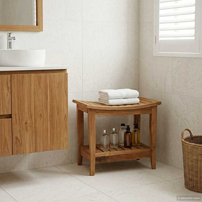 Badkamer Bijzettafel Naturel 50 x 35 x 45 cm Massief Teakhout