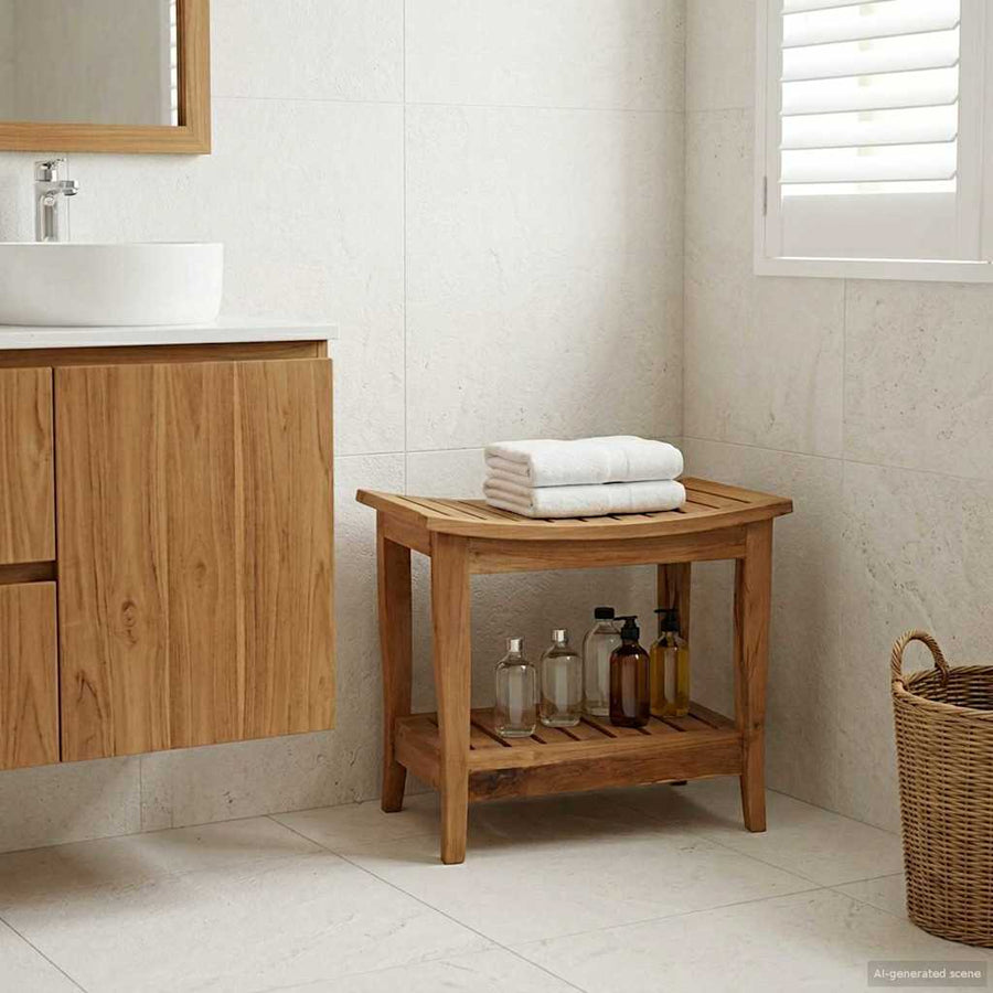 Badkamer Bijzettafel Naturel 50 x 35 x 45 cm Massief Teakhout