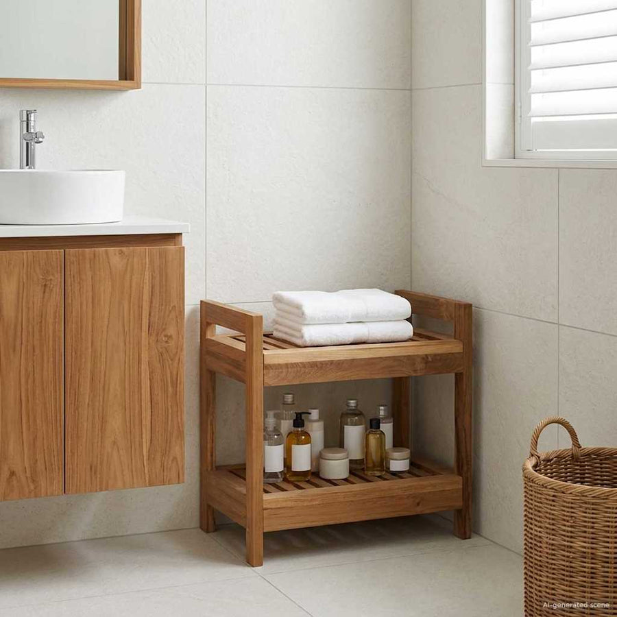 Badkamerplank Naturel 45 x 30 x 45 cm Massief Teakhout