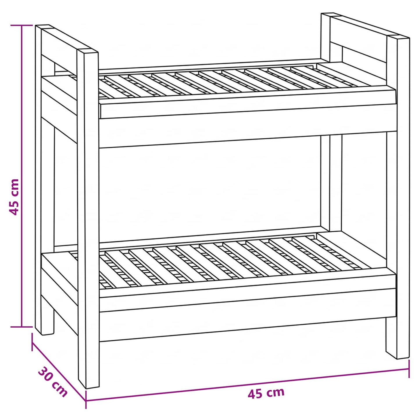Badkamerplank Naturel 45 x 30 x 45 cm Massief Teakhout