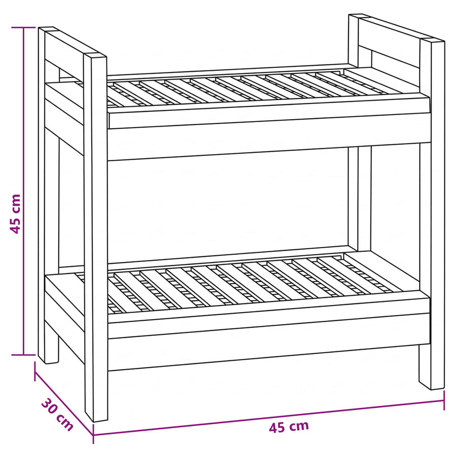 Badkamerplank Naturel 45 x 30 x 45 cm Massief Teakhout
