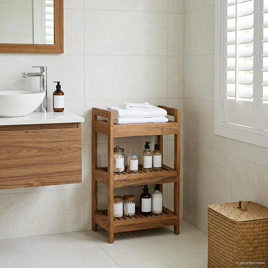 Badkamerplank Naturel 45 x 30 x 71 cm Massief Teakhout