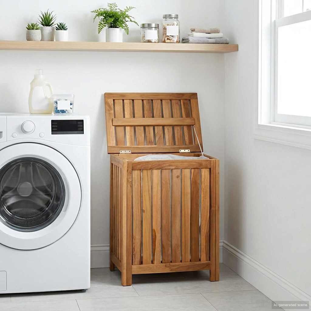 Wasmand Naturel 50 x 35 x 60 cm Massief Teakhout