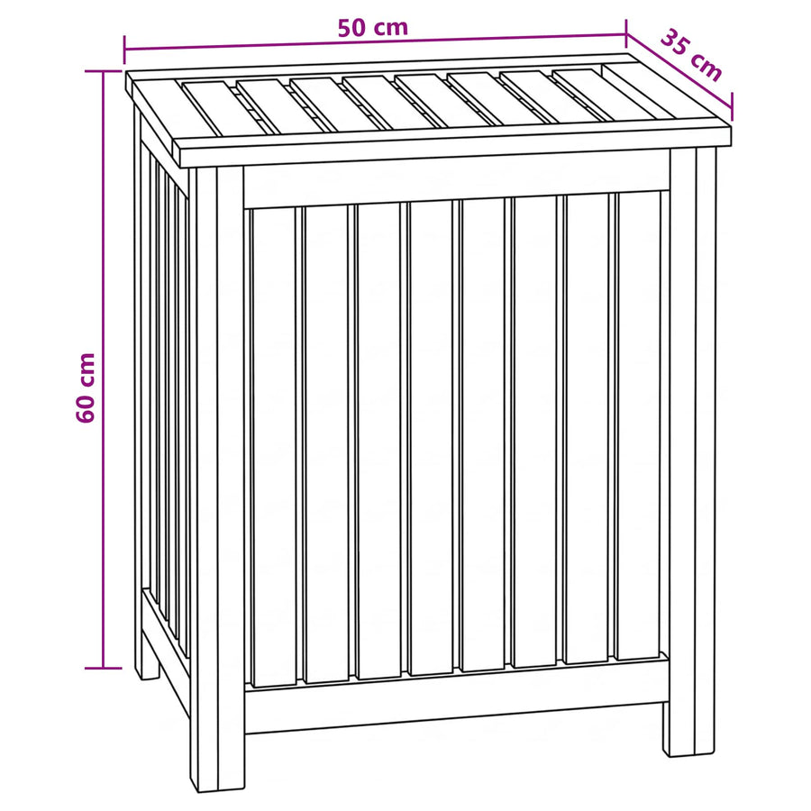 Wasmand Naturel 50 x 35 x 60 cm Massief Teakhout