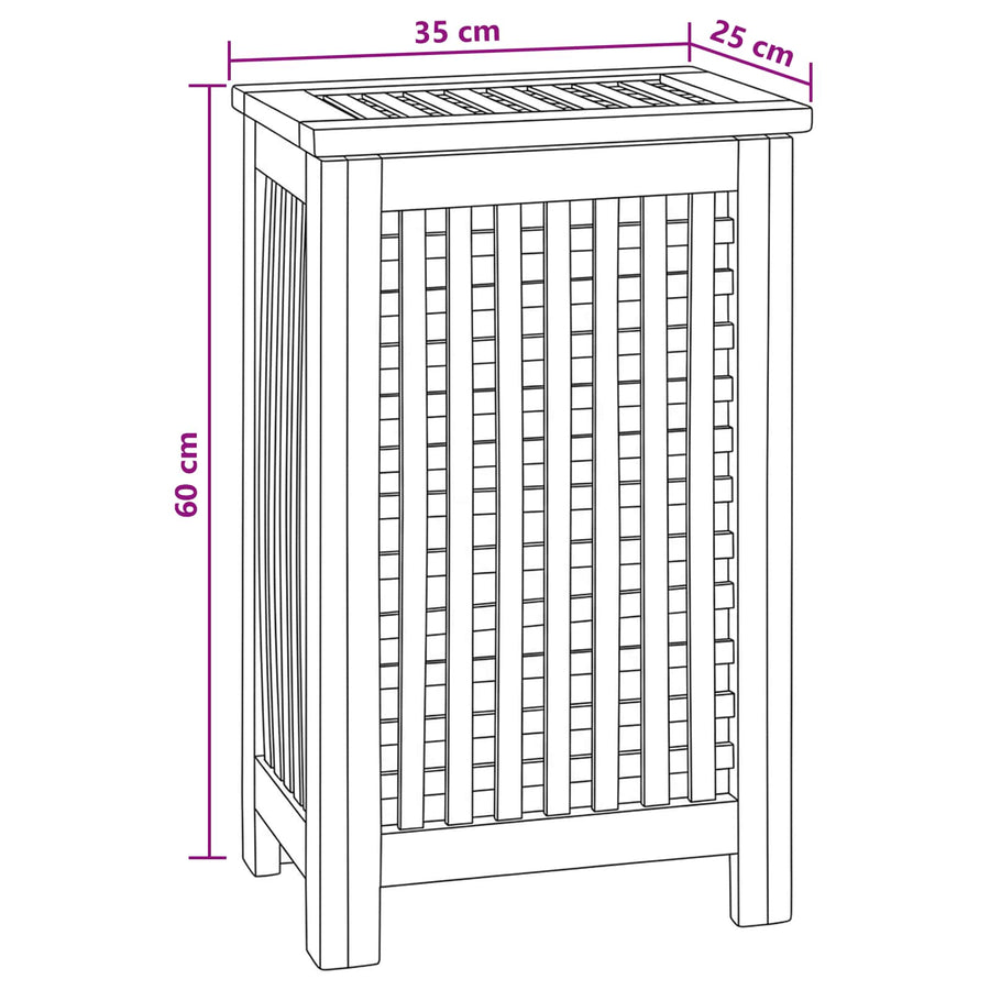 Wasmand Naturel 35 x 25 x 60 cm Massief Teakhout