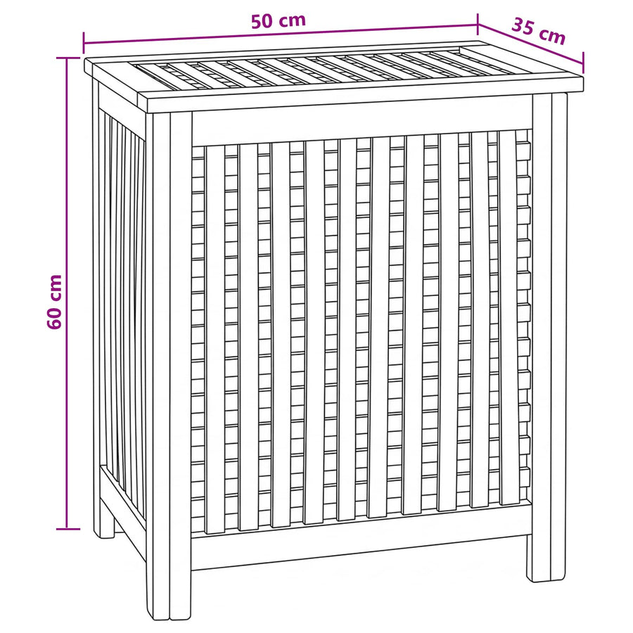 Wasmand Naturel 50 x 35 x 60 cm Massief Teakhout