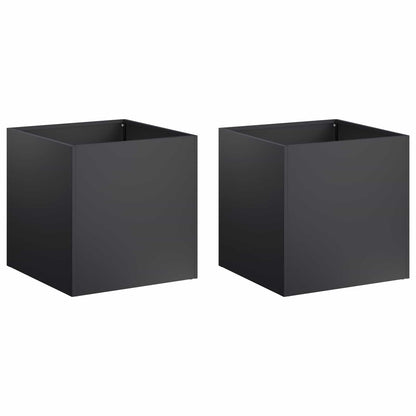 Plantenbak 2 st Zwart 20 x 20 x 20 cm Koudgewalst staal