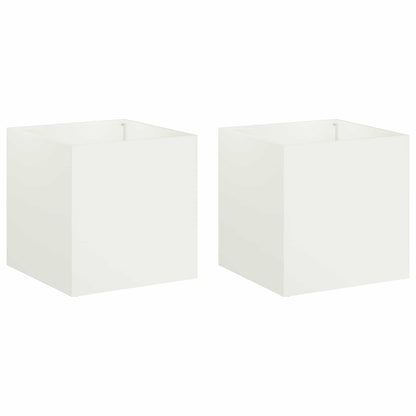Plantenbak 2 st Wit 20 x 20 x 20 cm Koudgewalst staal