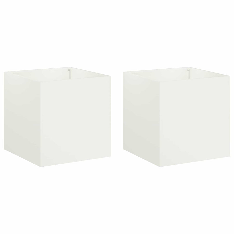 Plantenbak 2 st Wit 20 x 20 x 20 cm Koudgewalst staal