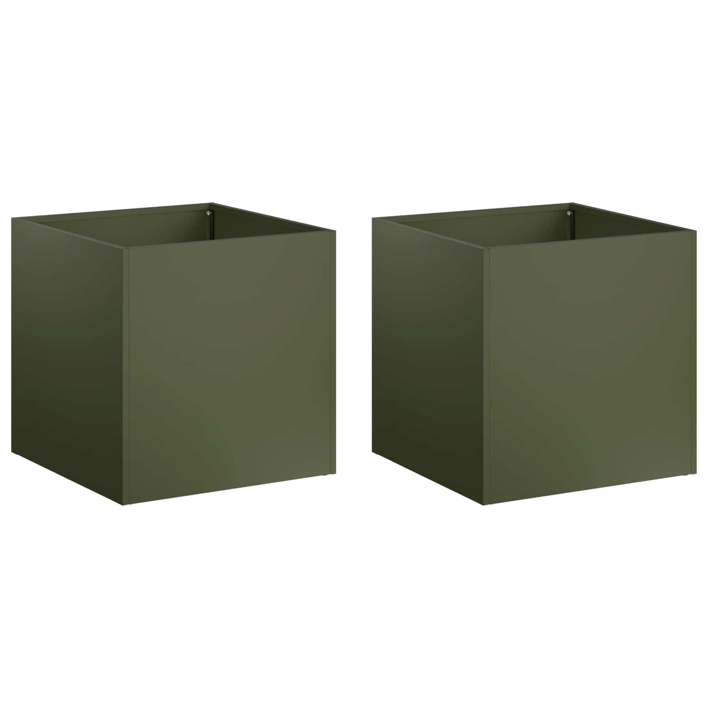 Plantenbak 2 st Olijfgroen 20 x 20 x 20 cm Koudgewalst staal