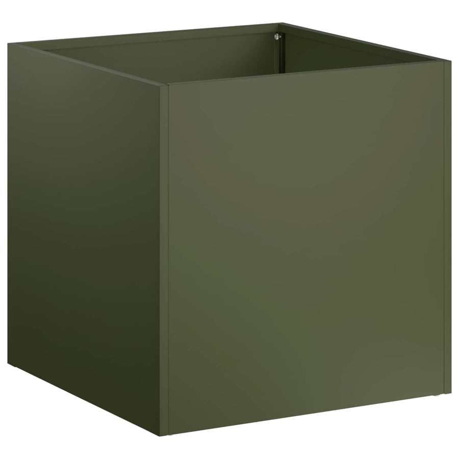 Plantenbak 2 st Olijfgroen 20 x 20 x 20 cm Koudgewalst staal