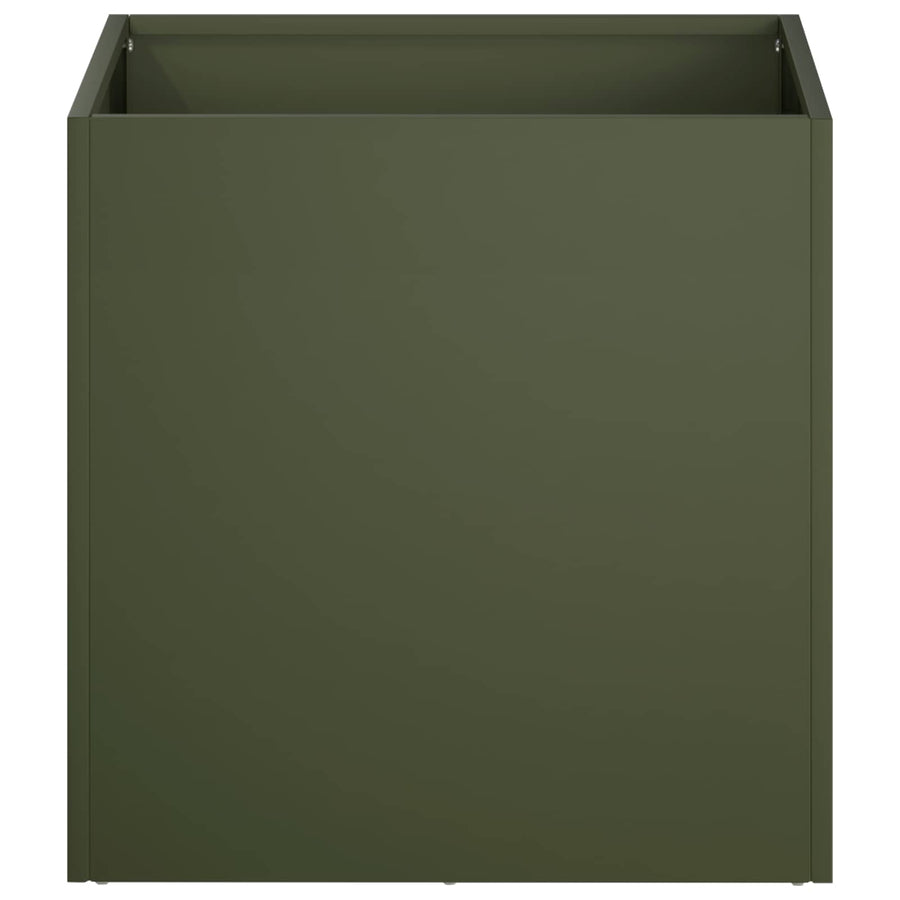 Plantenbak 2 st Olijfgroen 20 x 20 x 20 cm Koudgewalst staal