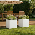 Plantenbak 2 st Wit 25 x 25 x 25 cm Koudgewalst staal
