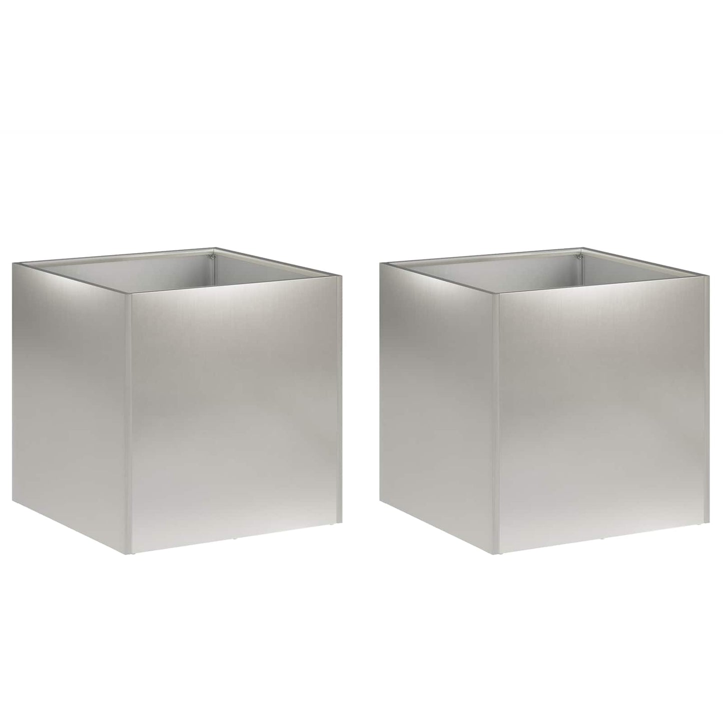 Plantenbak 2 st zilver 25 x 25 x 25 cm Roestvrij staal