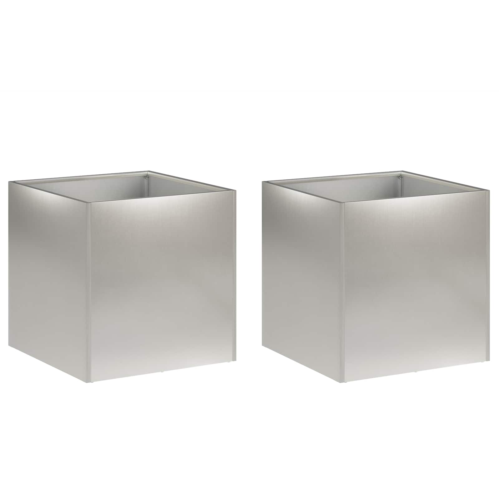Plantenbak 2 st zilver 25 x 25 x 25 cm Roestvrij staal