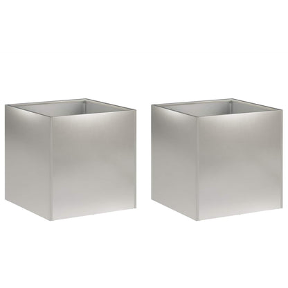 Plantenbak 2 st zilver 35 x 35 x 35 cm Roestvrij staal