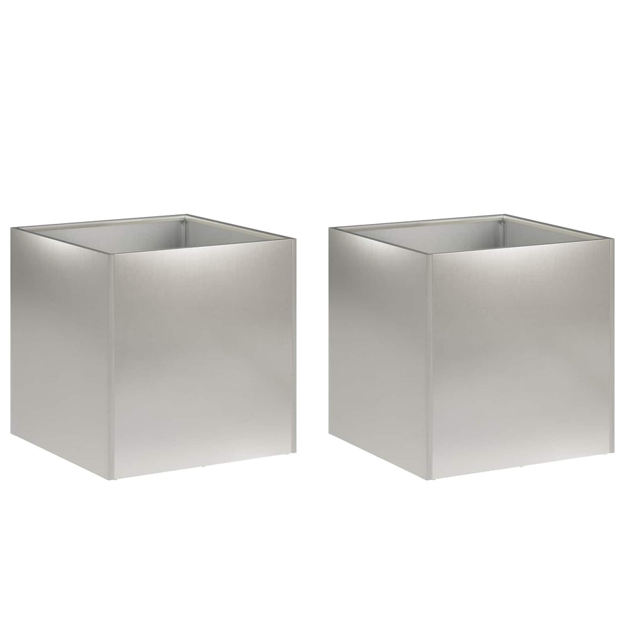 Plantenbak 2 st zilver 35 x 35 x 35 cm Roestvrij staal