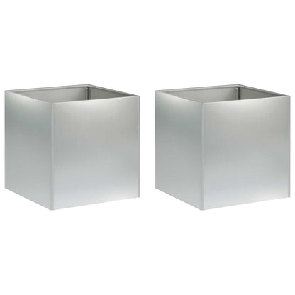 Plantenbak 2 st zilver 35 x 35 x 35 cm Gegalvaniseerd staal