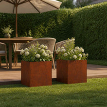Plantenbak 2 st Roestkleurig 35 x 35 x 35 cm weervast staal